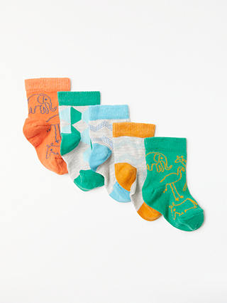 John Lewis & Partners Baby Cotton Rich DNA Print Socks, Pack of 5, Multi