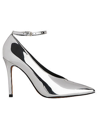 Whistles Compton Pointed Toe Court Shoes, Silver
