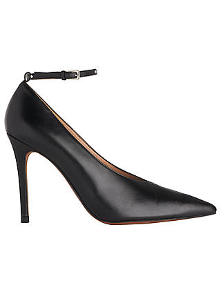 Whistles Compton Pointed Toe Court Shoes, Black Leather