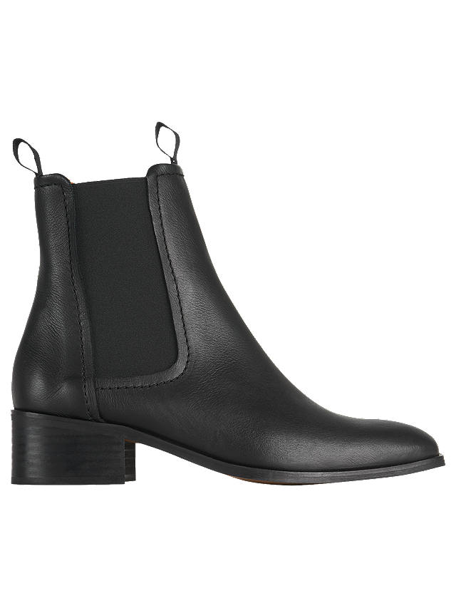 Whistles Fernbrook Ankle Boots, Black Leather at John Lewis & Partners
