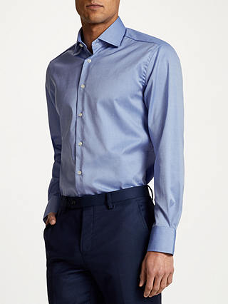 Smyth & Gibson Non Iron Micro Herringbone Twill Contemporary Fit Shirt, Blue