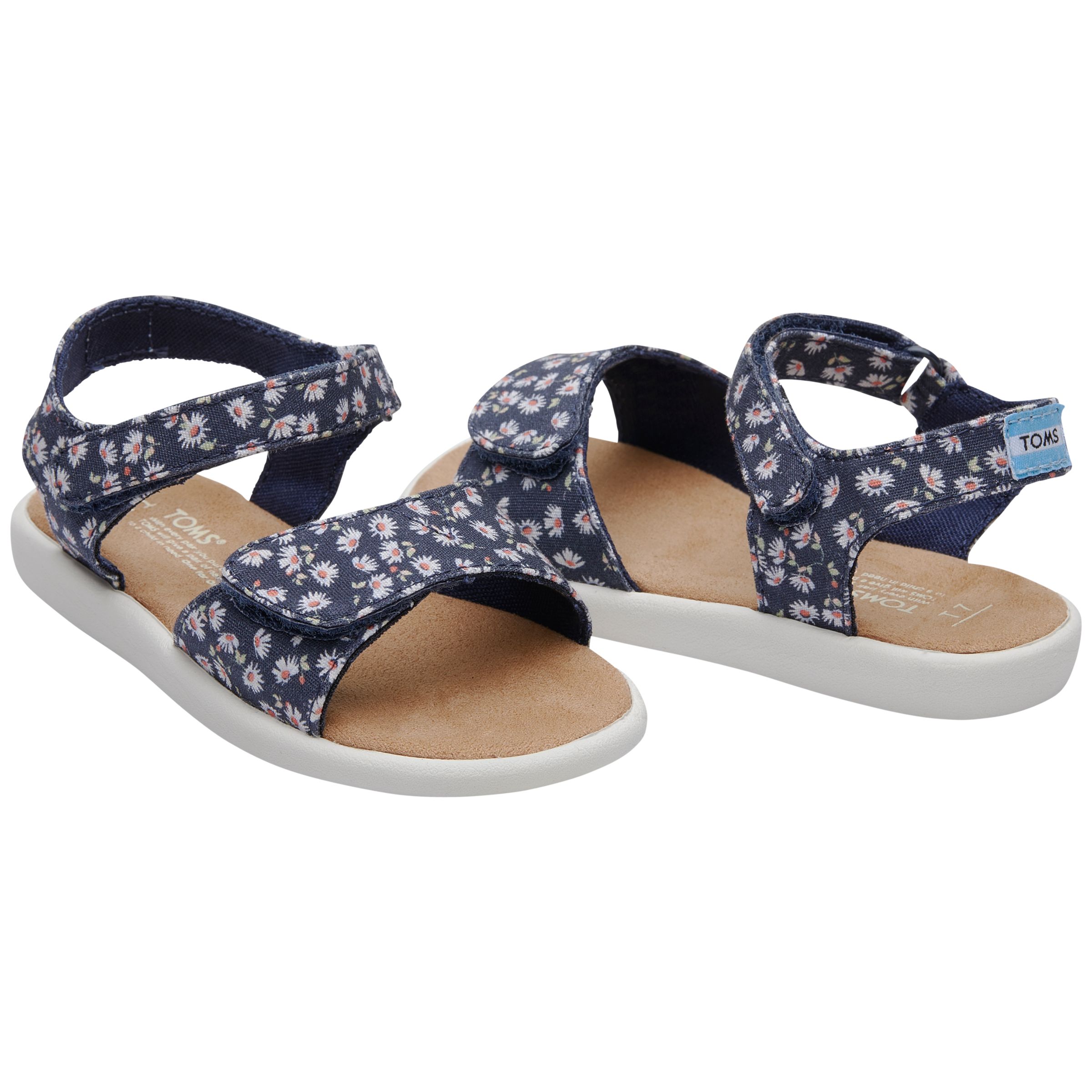 TOMS Children's Strappy Chambray Sandals, Navy Floral, 10 Jnr