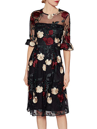 Gina Bacconi Celia Floral Embroidered Dress, Multi