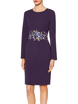 Gina Bacconi Nadine Embroidered Waist Dress, Purple