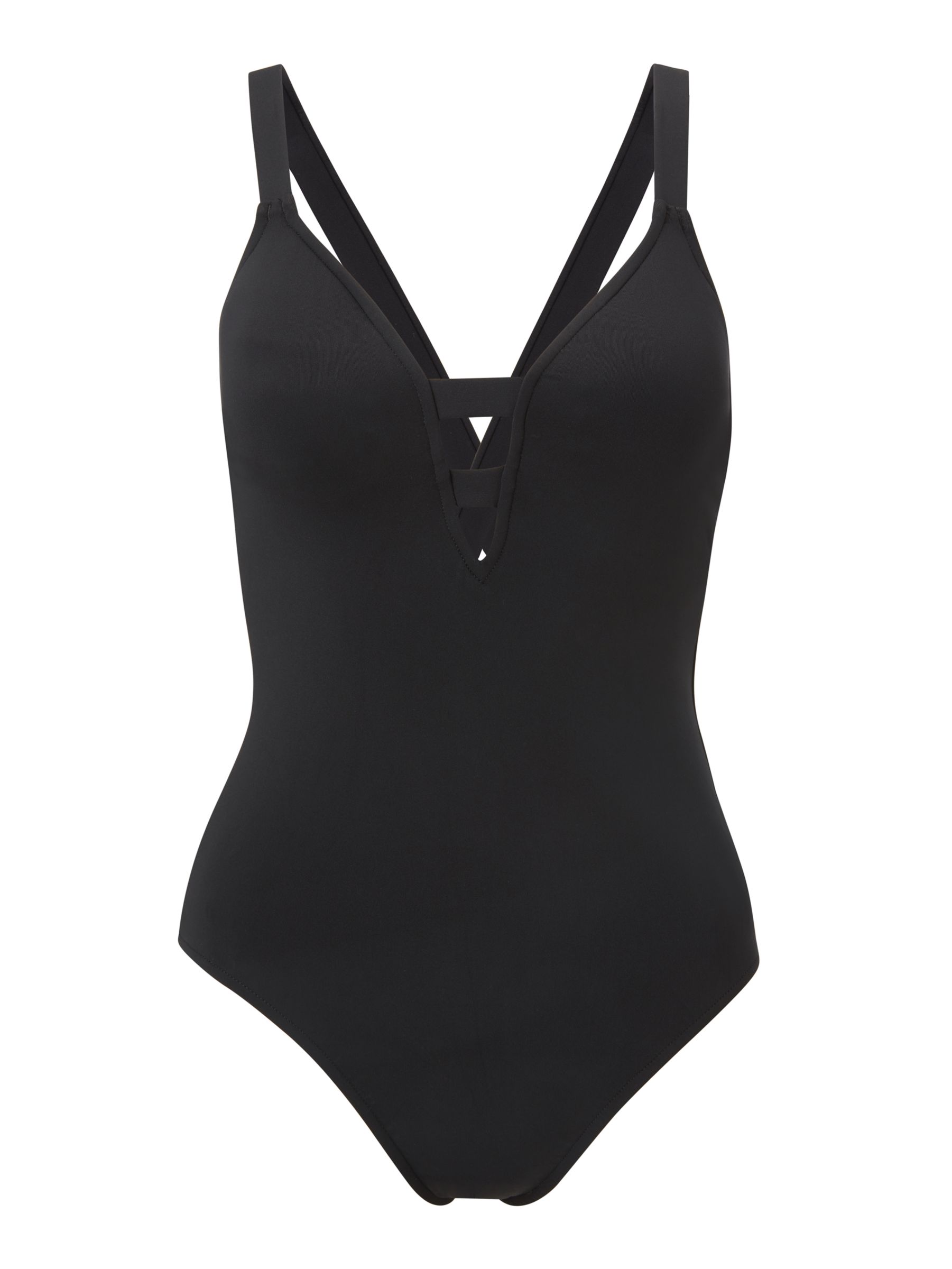 Seafolly Active Swim Deep-V Swimsuit, Black at John Lewis & Partners