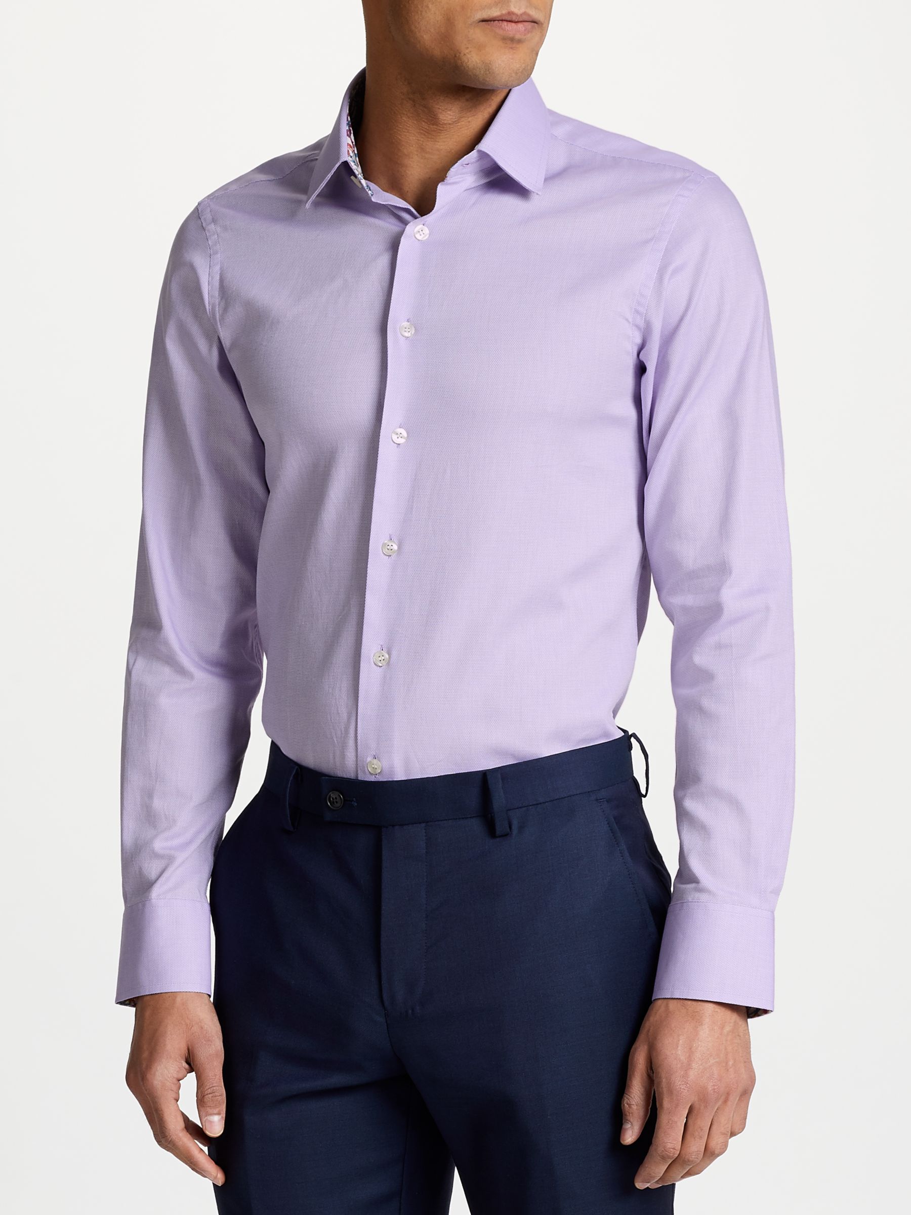 Smyth & Gibson Circle Weave 100s Cotton Slim Fit Shirt, Lilac, 15