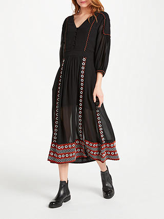 Somerset by Alice Temperley Embroidered Circles Midi Dress, Black