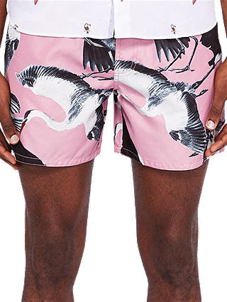 Ted Baker Tudor Print Swim Shorts, Pink