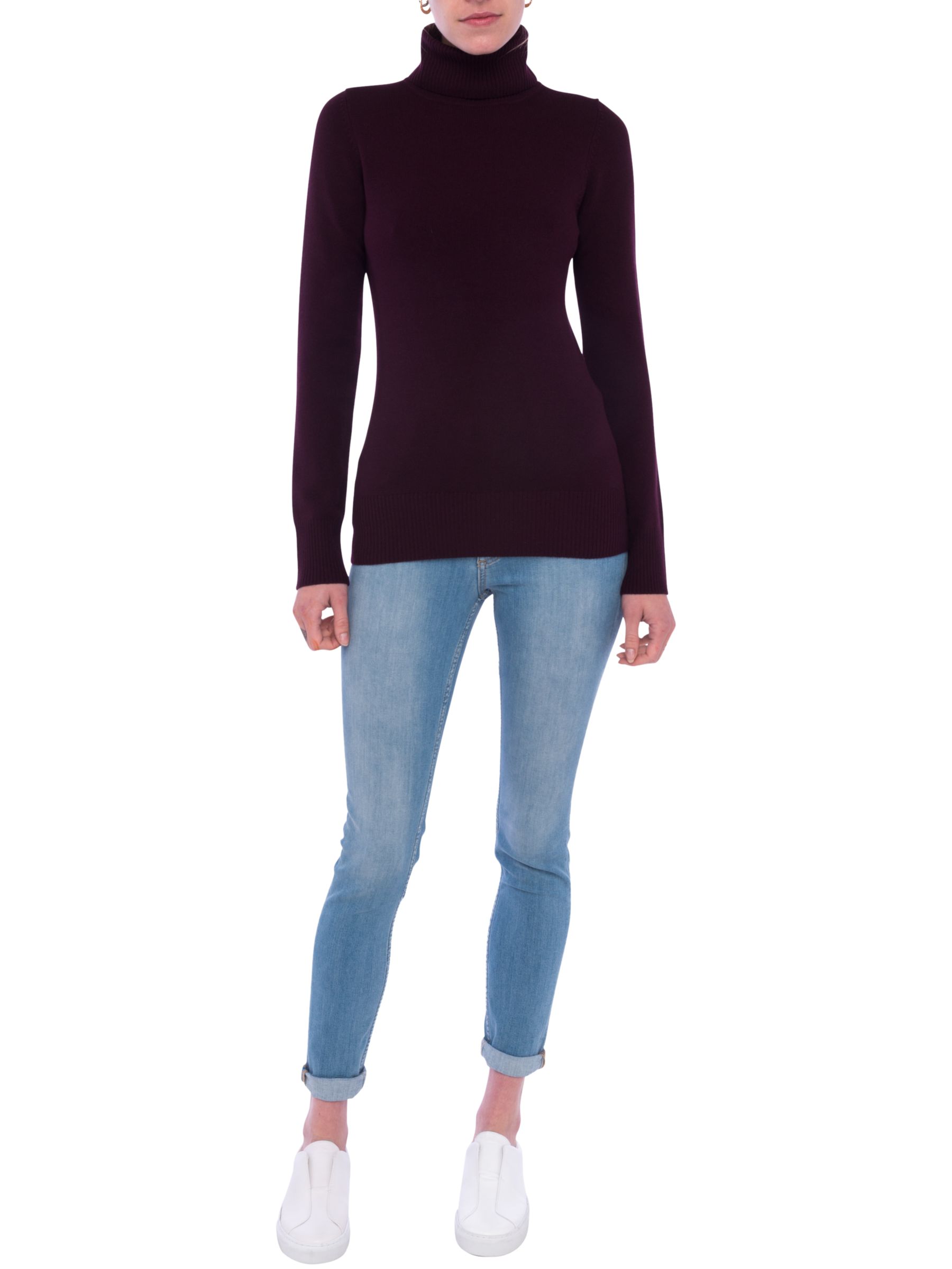 French Connection Babysoft Solid Turtleneck Jumper, Evening Wine, XS