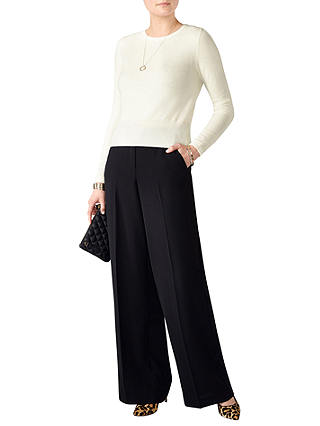 Pure Collection Drapey Wide Leg Trousers, Black