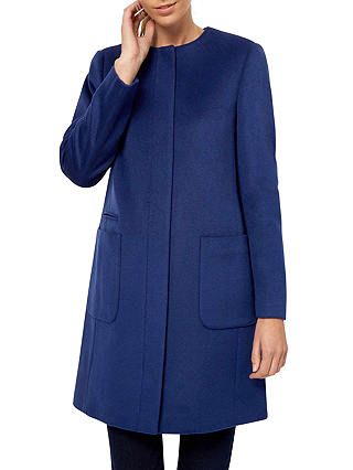 Jaeger Collarless Wool Coat, Blue