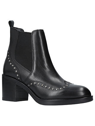 Carvela Stop Studded Block Heeled Ankle Chelsea Boots, Black Leather