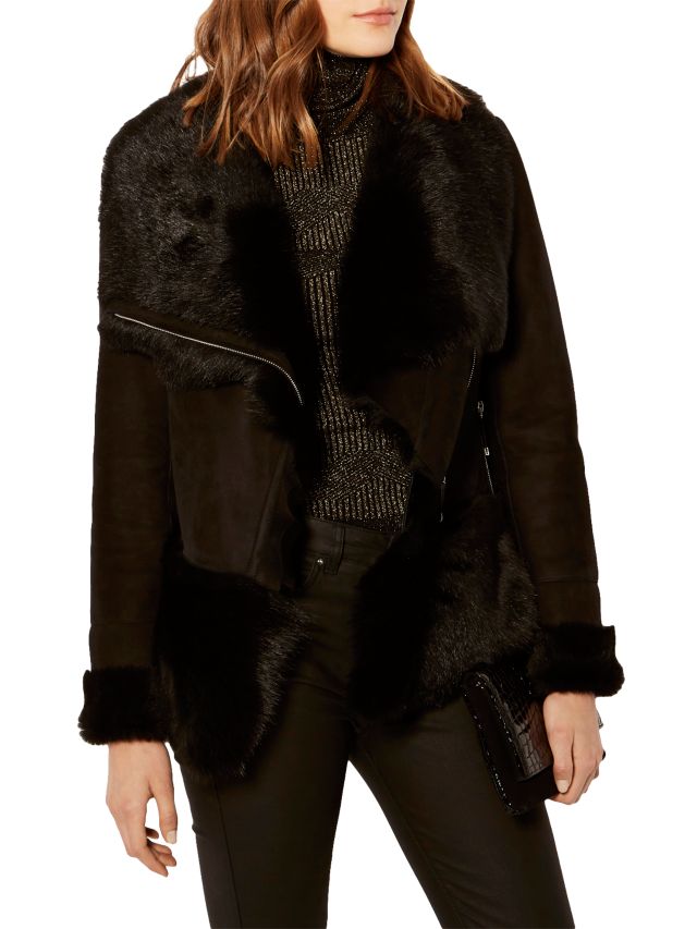 Karen millen shearling clearance coat