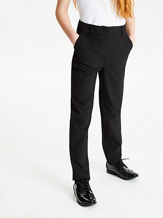 John Lewis & Partners Girls' Adjustable Waist Slim Fit Trousers, Black