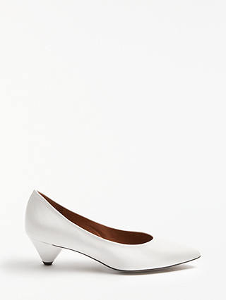 Kin Ara Cone Heel Court Shoes, White Leather