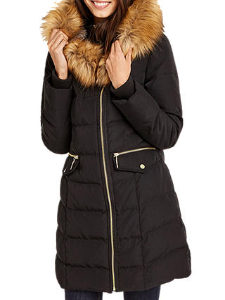 Oasis Etna Faux Fur Long Padded Coat, Black