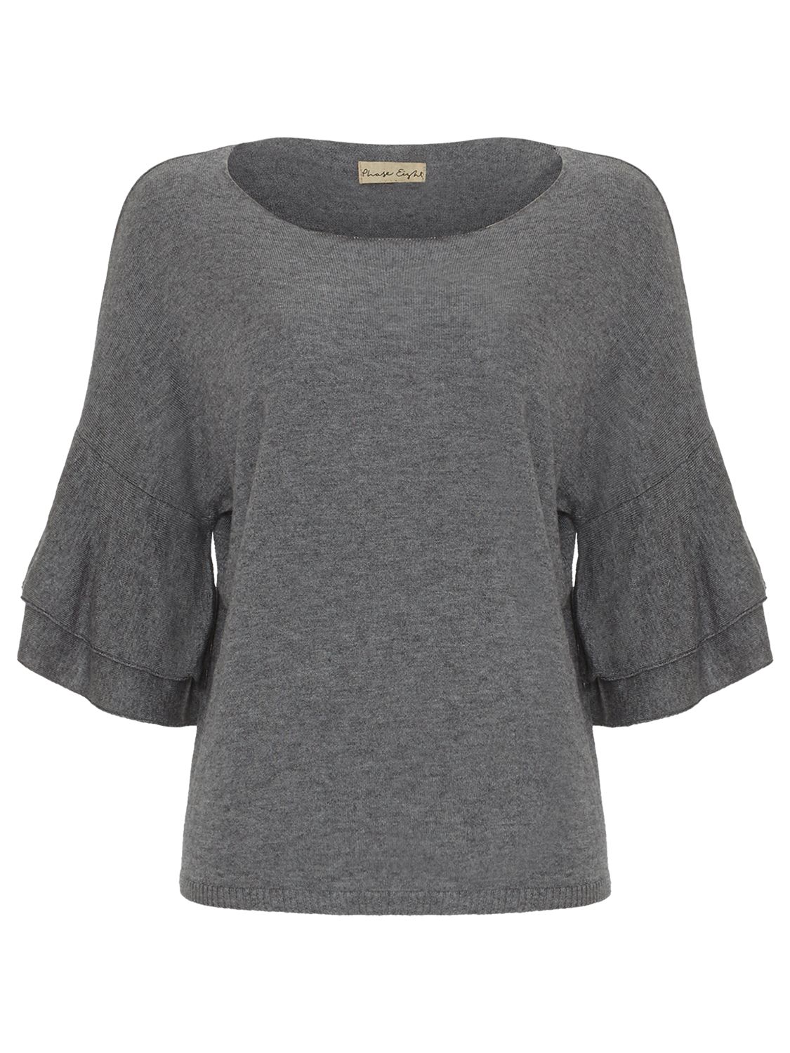 Phase Eight Damia Double Frill Sleeve Knit Top, Grey