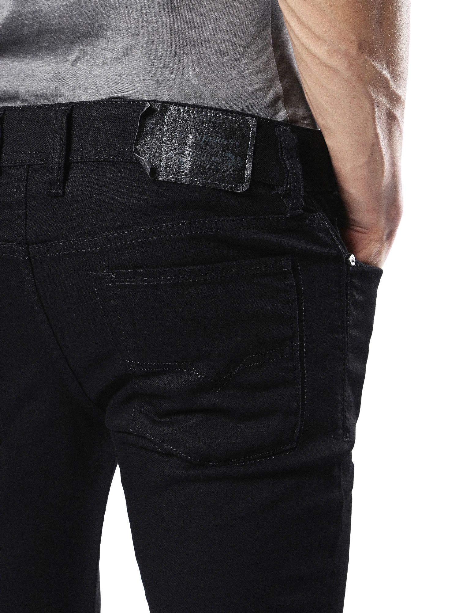 Diesel Sleenker Skinny Jeans, Black 0886Z at John Lewis & Partners