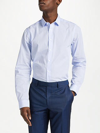 John Lewis & Partners Fine Stripe Slim Fit Shirt, Blue