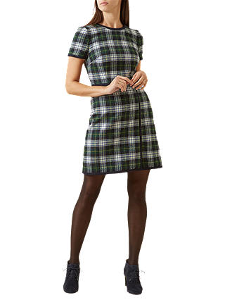 Hobbs Angie Check Dress, Forest Green