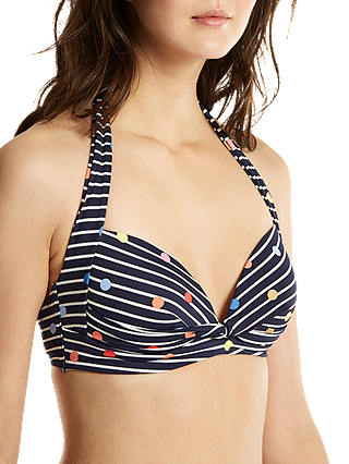 Joules Bonnie Fun Spot Halter Bikini Top, Navy/Multi
