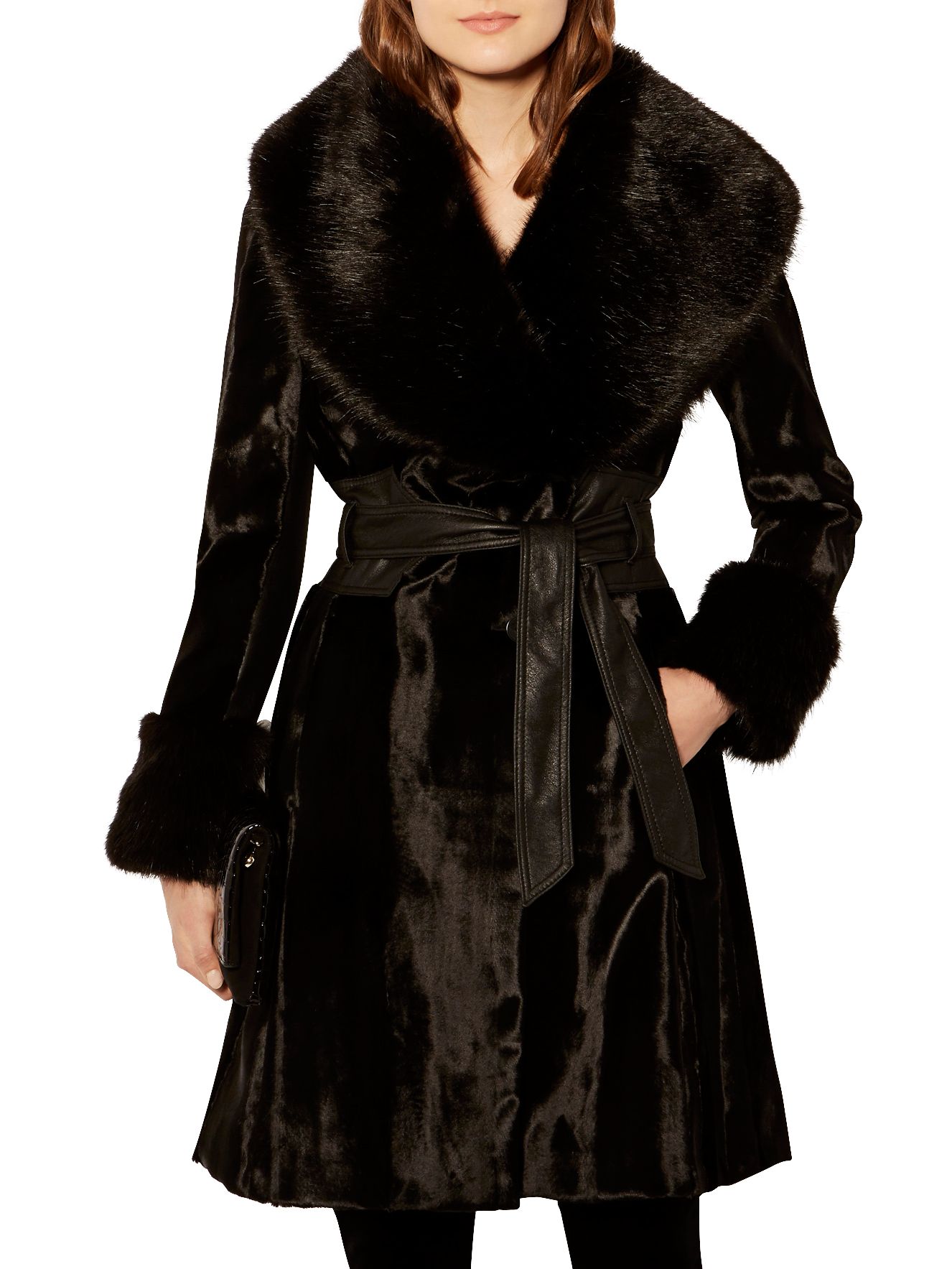 Karen Millen Pony Coat, Black at John Lewis & Partners