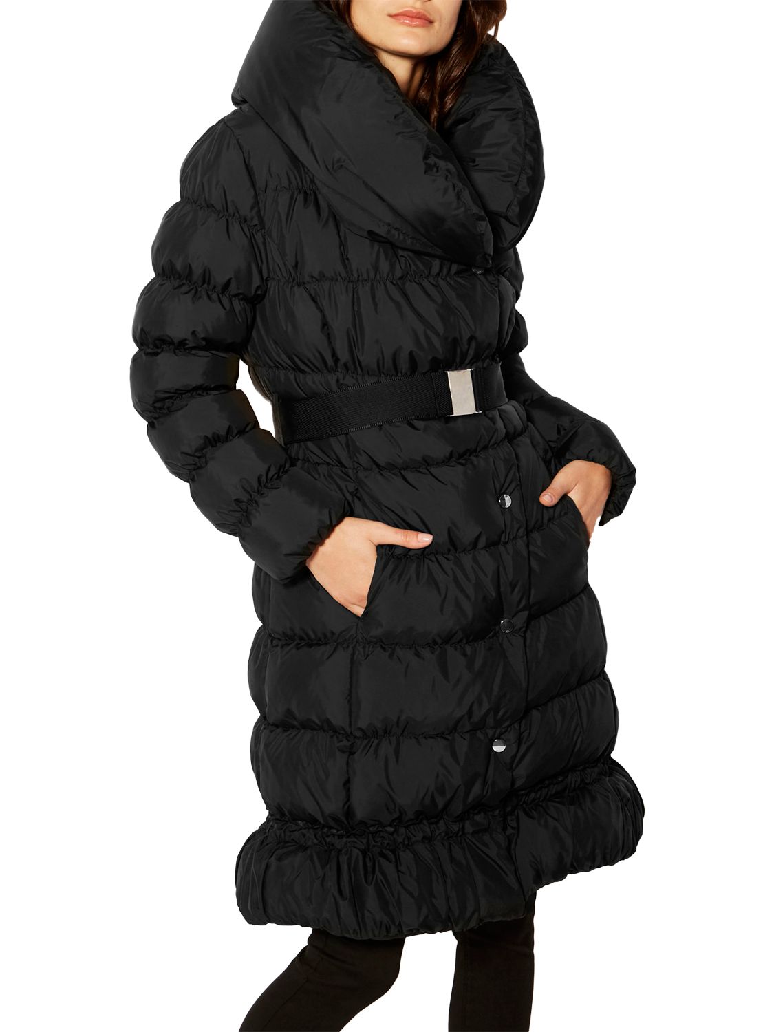Karen Millen Feather Filled Puffer Coat, Black, 6