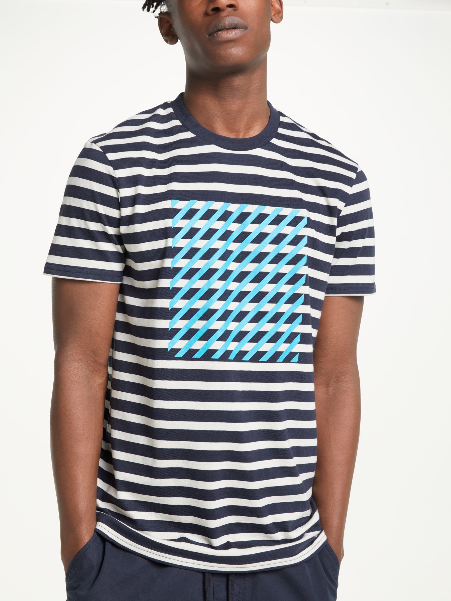 Kin Diagonal Graphic Stripe T-Shirt, Navy