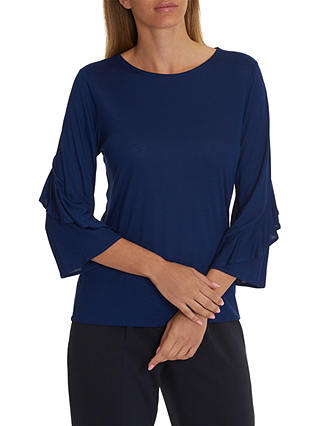 Betty & Co. Frilled Sleeve Top, Blue Ink