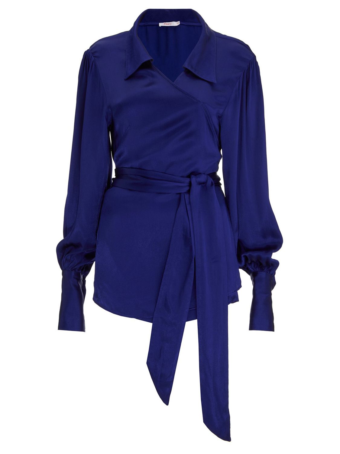 Finery Reeve Satin Wrap Top, Bright Blue