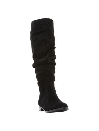 Steve Madden Beacon Ruched Knee High Boots , Black Suede