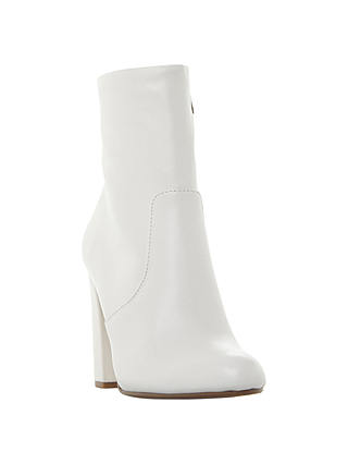 Steve Madden Editor Block Heeled Ankle Sock Boots, White Leather