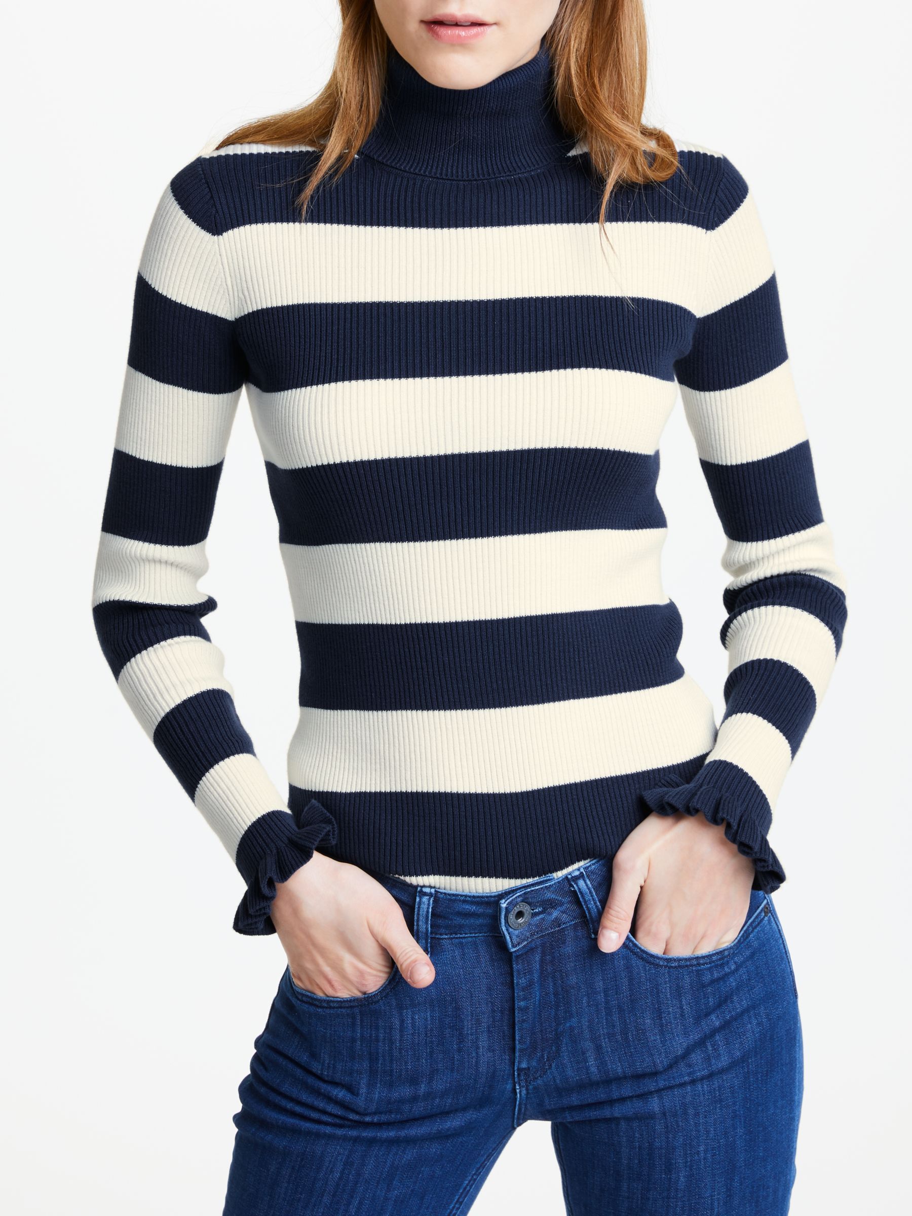 ruffle polo neck top