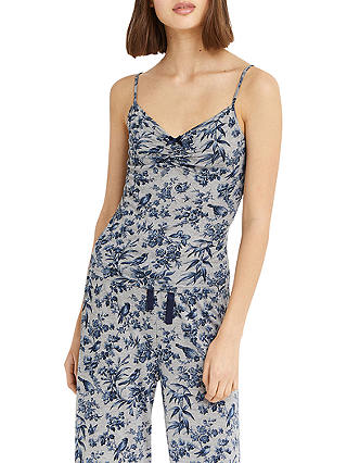 Oasis Floral Print Vest Top, Grey/Multi