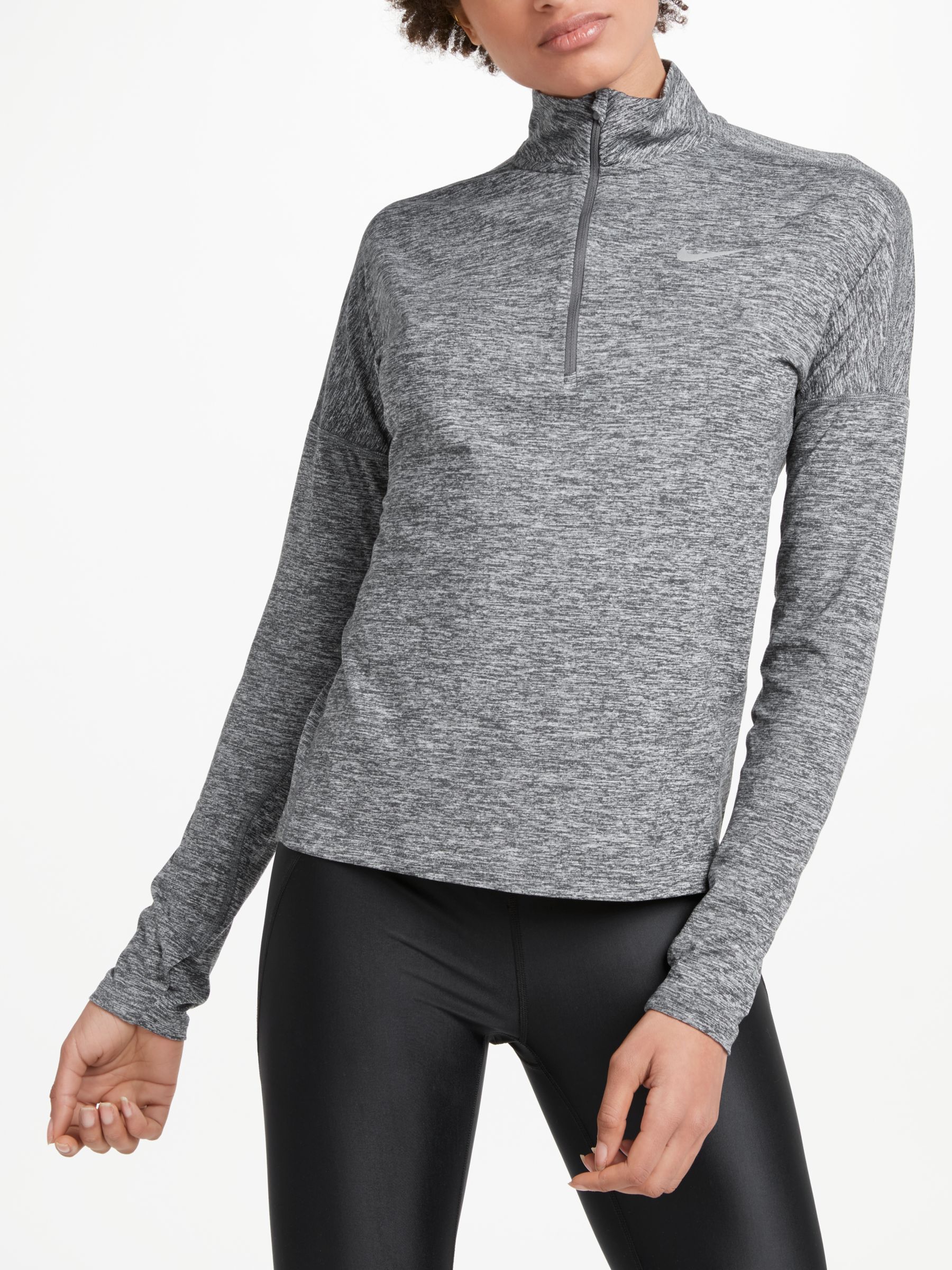 Nike Dry Element Long Sleeve Running T-Shirt, Dark Grey Heather, XS