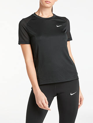 Nike Miler Short Sleeve Running Top, Black