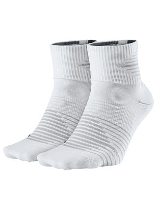Nike Performance Lightweight Quarter Running Socks, Pack of 2, White/Grey