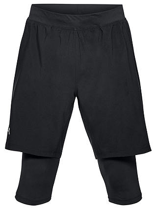Under Armour Launch SW Long Running Shorts, Black/Reflective Silver