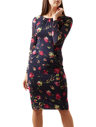 Hobbs Rori Tulip Print Dress, Navy/Multi