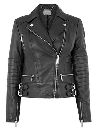 Oasis Leather Biker Jacket, Black