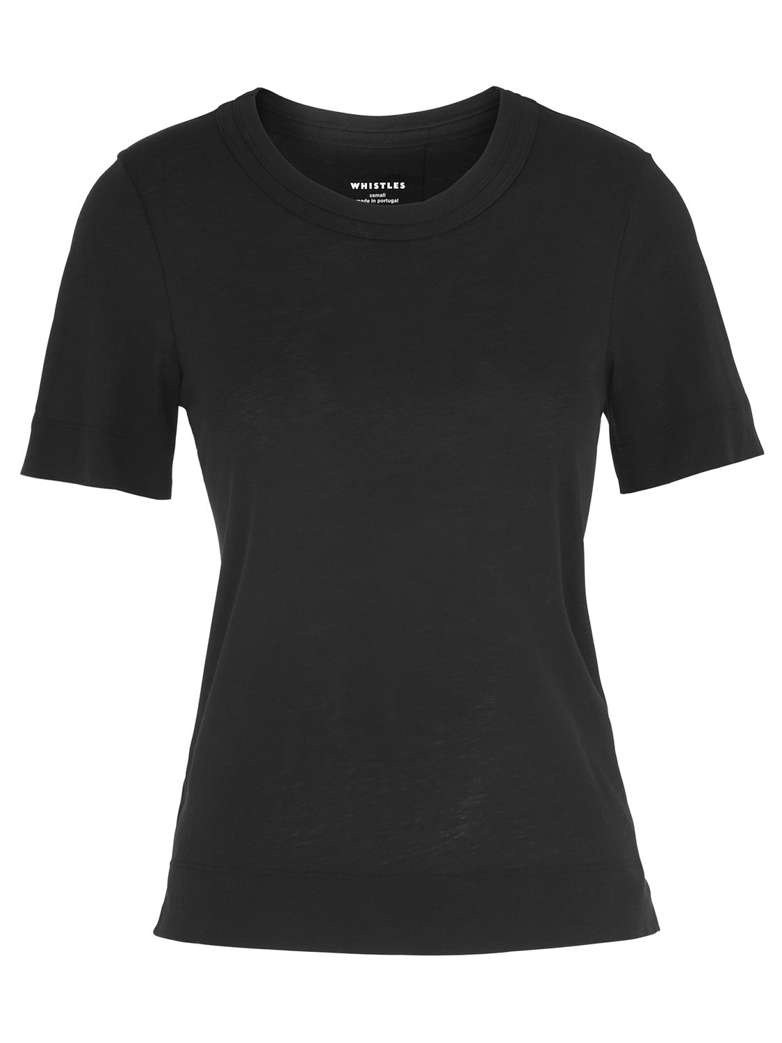 Whistles Rosa Double Trim T-Shirt, Black at John Lewis & Partners