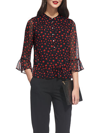 Whistles Misty Eclipse Print Blouse, Red/Multi