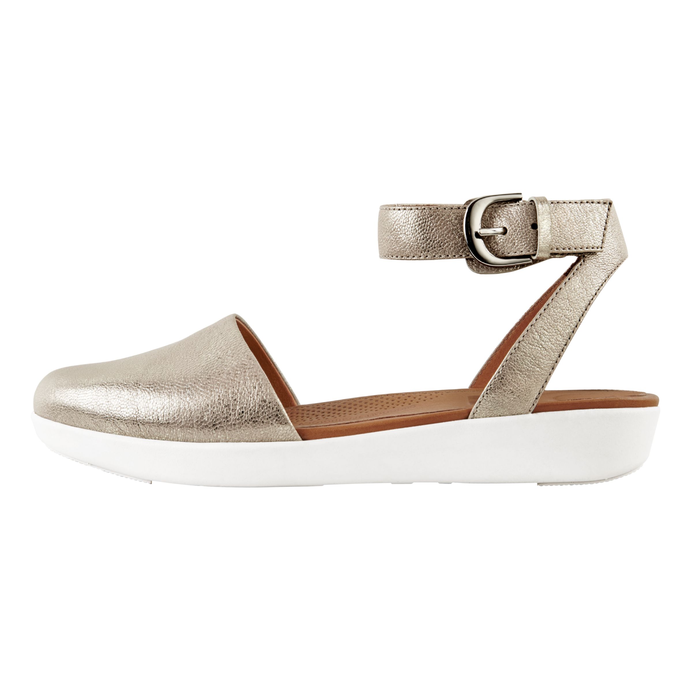 FitFlop Cova Closed Toe Sandals, Silver Leather