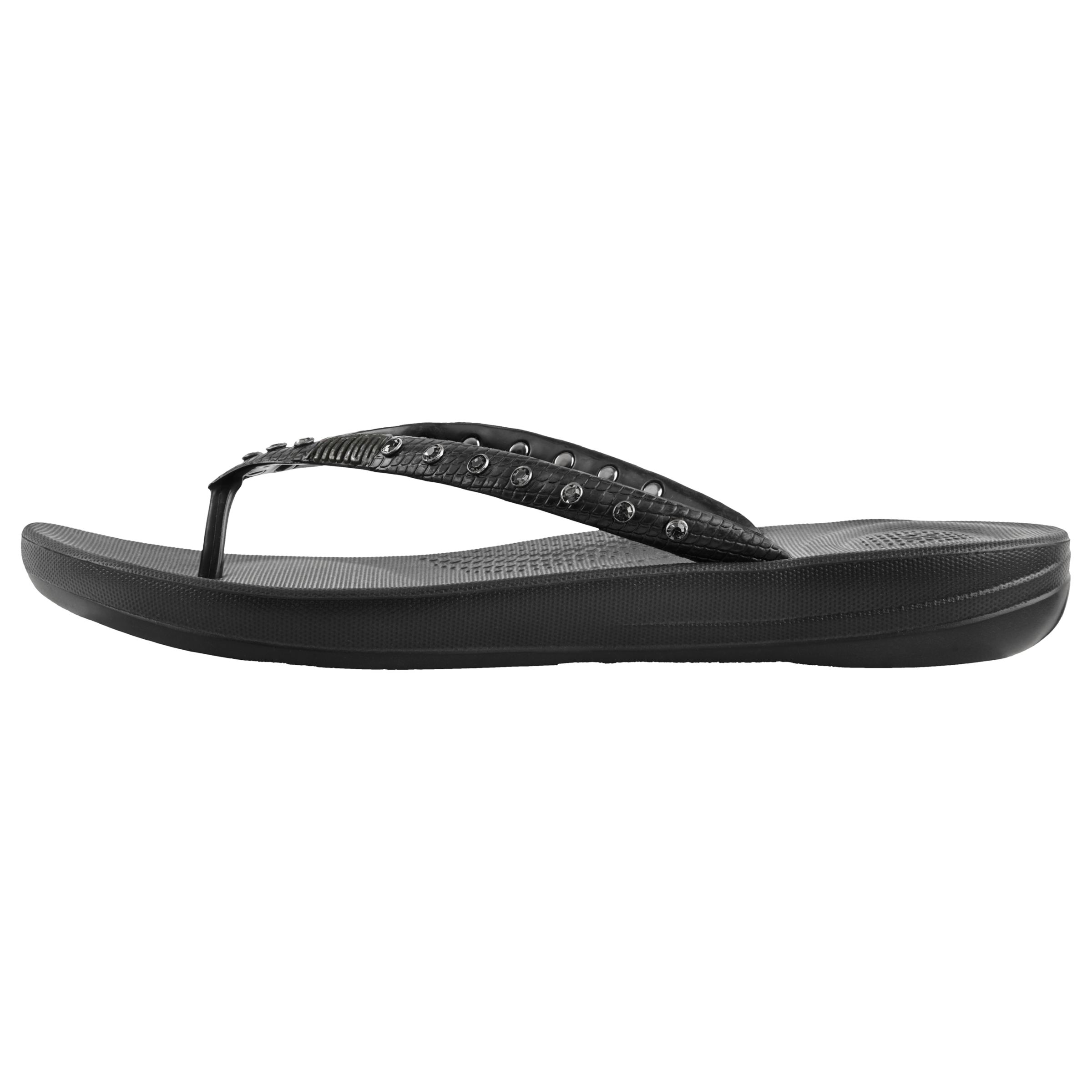 FitFlop Iqushion Crystal Flip Flops, Black