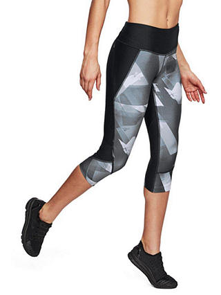 Under Armour Fly Fast Printed Running Capri Tights, Black/Reflective Silver