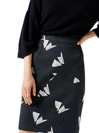 Jigsaw Abstract Strokes Pencil Skirt, Navy/Multi