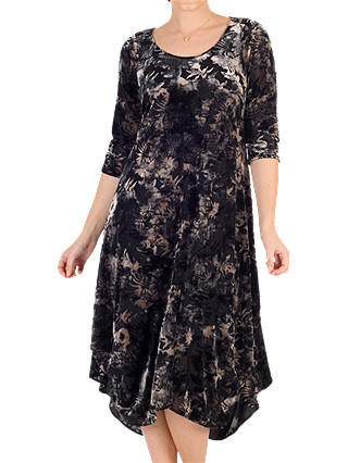 Chesca Velvet Devoree Dress, Black/Oyster