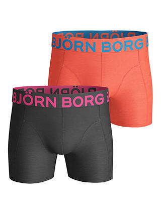 Bjorn Borg Neon Solid Trunks, Pack of 2, Black/Orange