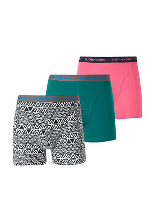 Bjorn Borg Triangline Trunks, Pack of 3, Green/Grey/Pink