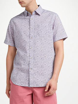 John Lewis & Partners Tidal Floral Print Short Sleeve Shirt, Pink